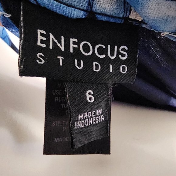 ENFOCUS STUDIO Blue White Striped Floral Sleeveless Chiffon Maxi Dress Womens 6 - Picture 5 of 7